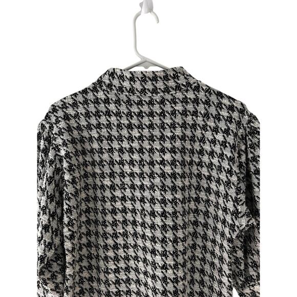 Ann Taylor Women’s Black White Houndstooth Pullover Top 3/4 Sleeve Mock Neck M - Picture 6 of 11